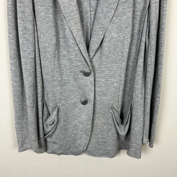 J Jill Blazer Jacket Women 1X Heather Gray Wool Blend 2 Button Soft Unstructured - Picture 3 of 12